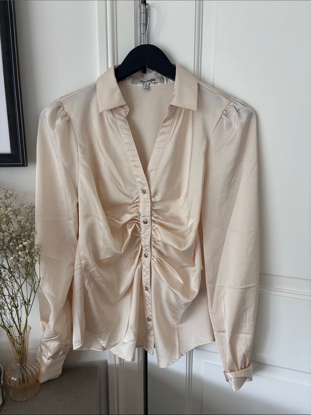 Cream satin classy blouse